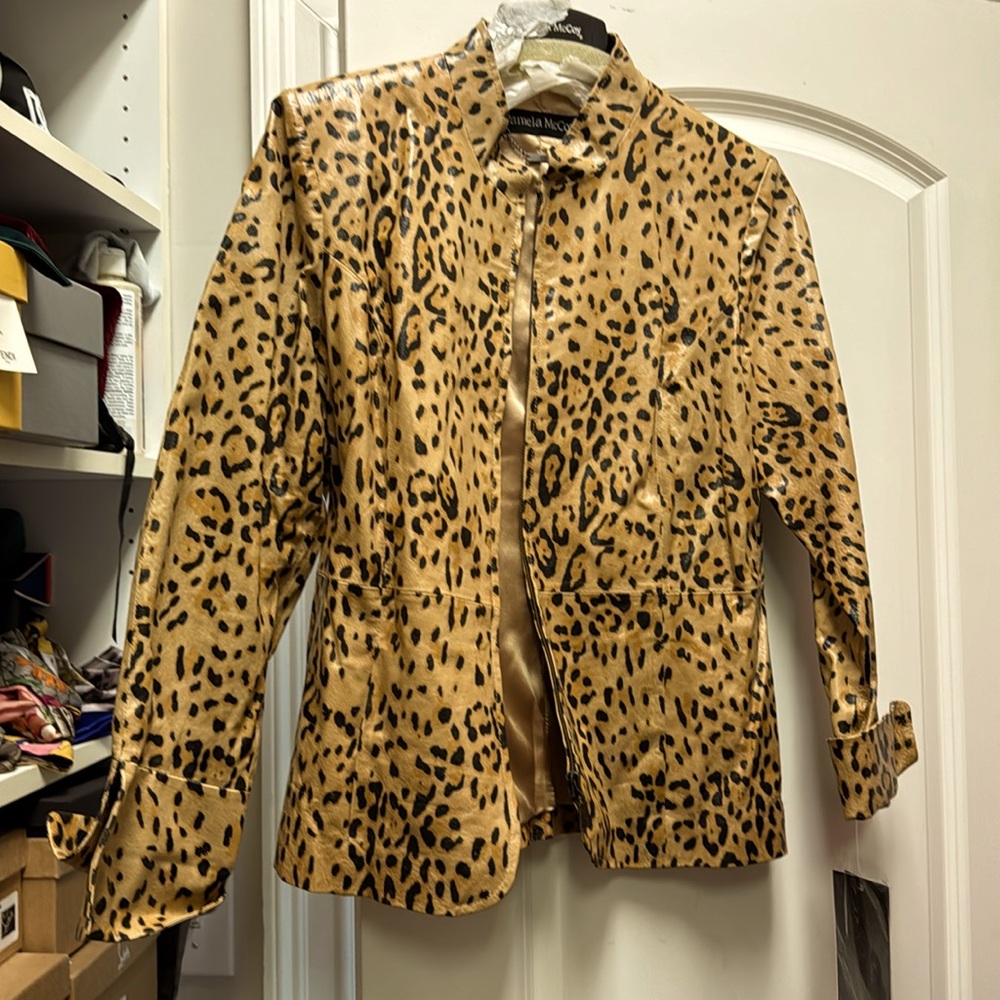 Brand new animal print leather jacket